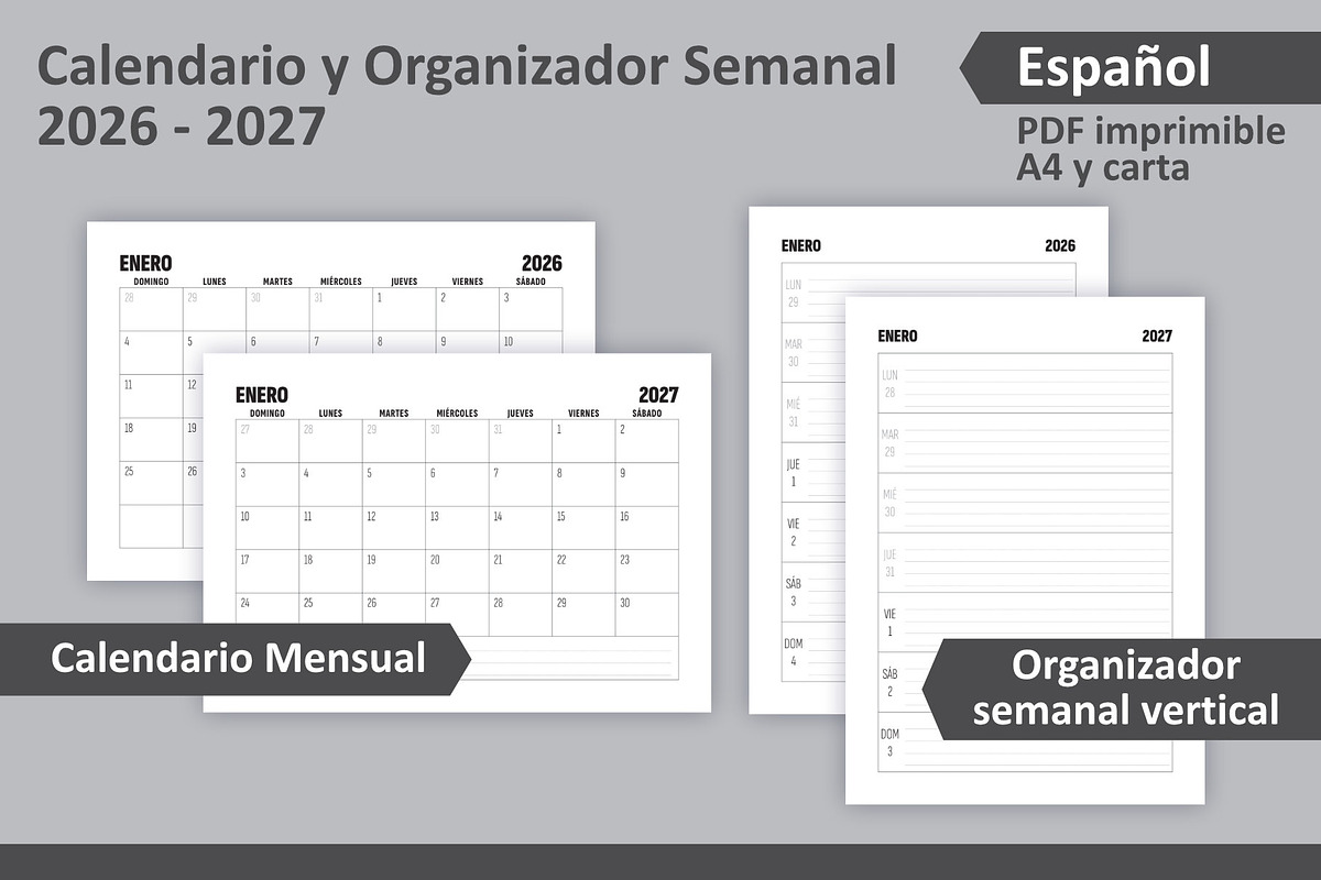 Calendario y Organizador 2026-2027., a Stationery Template by Padrinan (Photo 2 of 4)