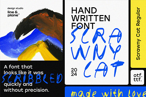 Scrawny Cat Regular Handwritten Font, a Handwritten Font by line & plane