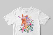 Watercolor Horse Unicorn Clipart, an Animal Illustration by Belusuab (Thumbnail 6 of 18)