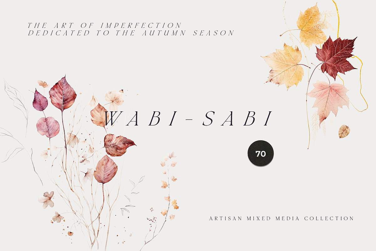 WABI-SABI — Autumn Watercolor Leaves, a Decorative Illustration by Lana Elanor (Photo 1 of 8)
