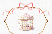 Carousel watercolor horses clipart, a Decorative Illustration by Invite to Clipart (Thumbnail 6 of 6)