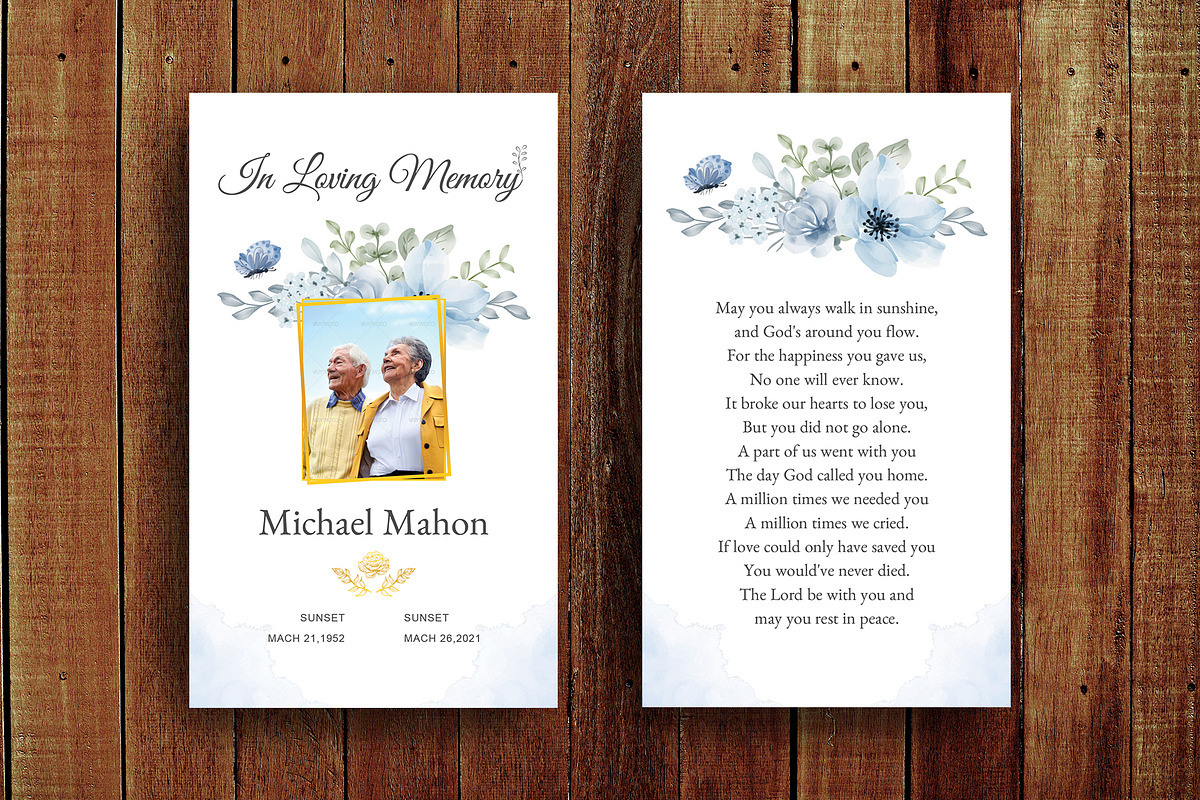 Flower Prayer Card For Funeral, a Card Template by Madhabi Studio (Photo 2 of 3)
