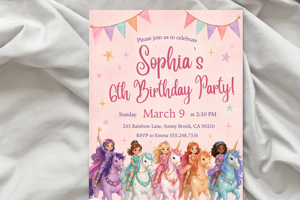 Unicorn Birthday Invitation, an Invitation Template by heynomi (Photo 7 of 19)