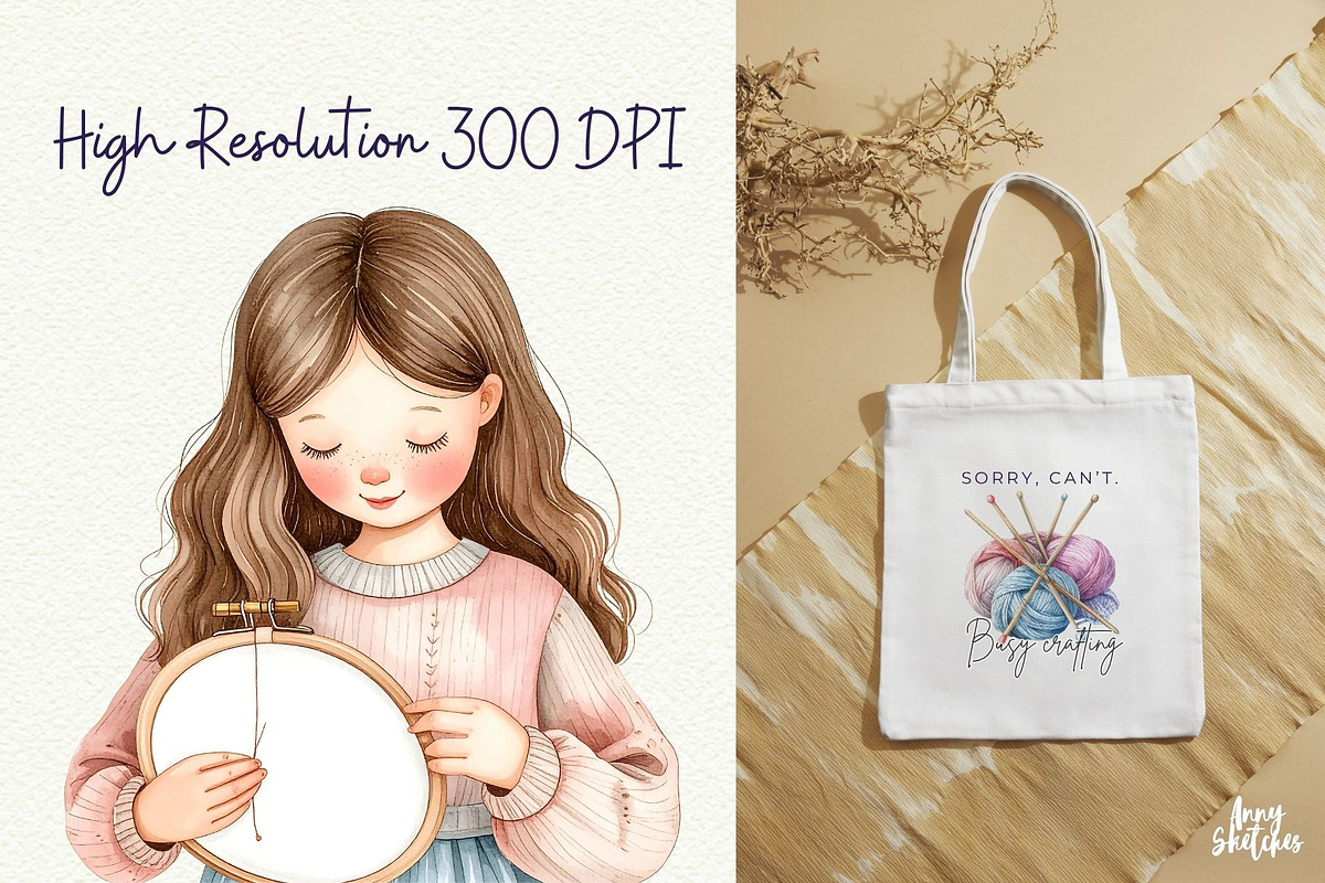 Cozy Craft Girl Clipart, a Person Illustration by Anna Design Studio (Photo 6 of 9)