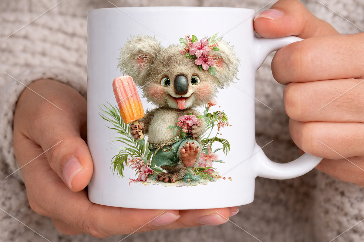 Whimsical Summer Koala Clipart PNG, an Illustration by Canvas Craft (Photo 5 of 7)