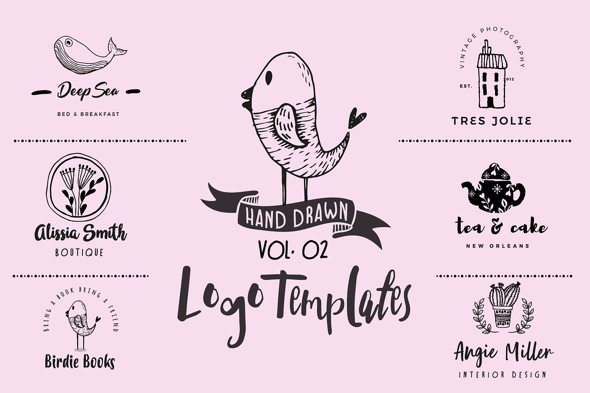 Hand drawn feminine premade logo v02, a Branding & Logo Template by Nues Design (Photo 1 of 12)