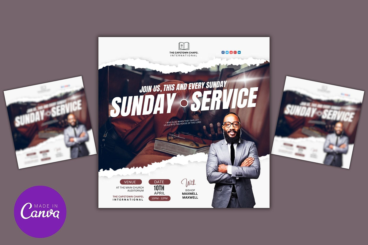 Sunday Service Editable Template, a Social Media Template by Mishek Munene (Photo 3 of 4)