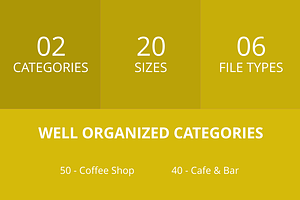 90 Coffee & Cafe Line Inverted Icons