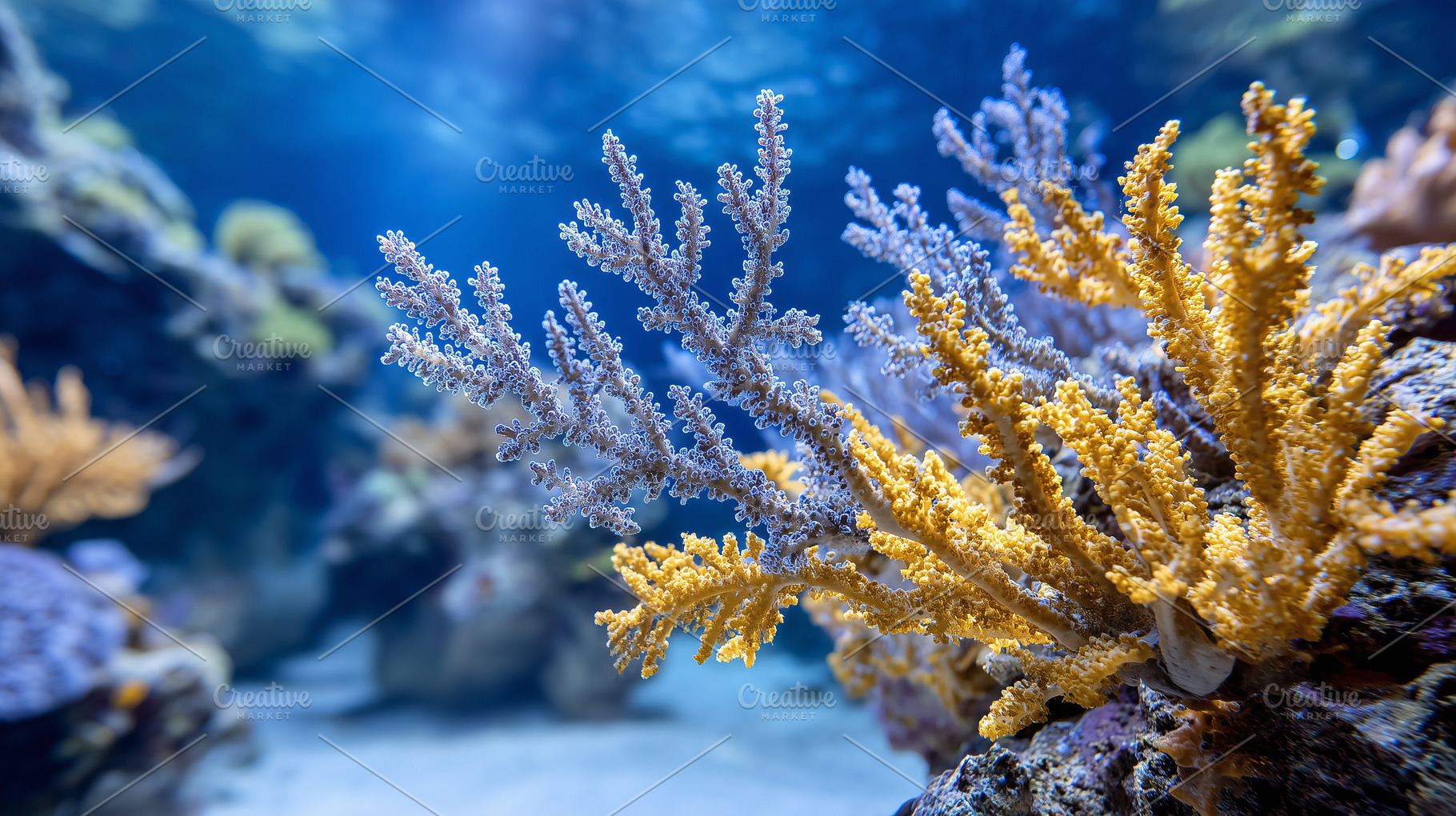 Colorful soft corals in a vibrant, a Nature Photo by MistyDay
