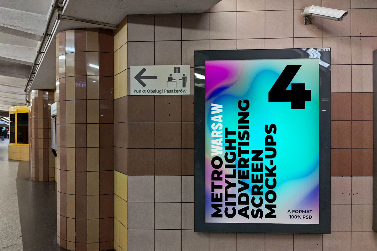 Warsaw Metro Ad Screen Set 1, an Advertising Mockup by Graphic Shelter (Photo 2 of 3)
