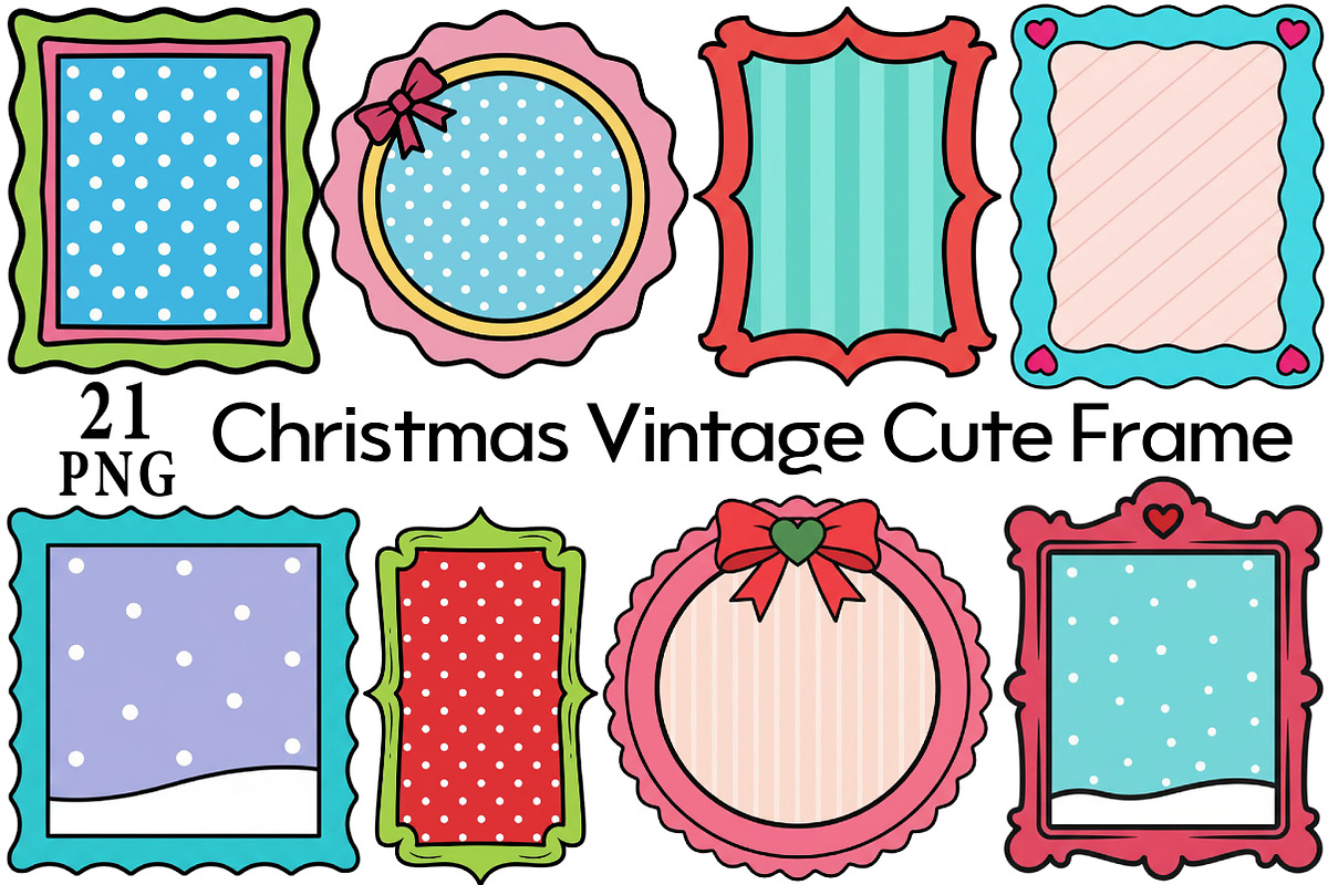 Christmas Vintage Cute Frame Bundle, an Illustration by Daily.Designs (Photo 1 of 5)