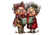 Funny Elderly Couple Christmas Party, an Illustration by Craft Nest (Thumbnail 4 of 10)