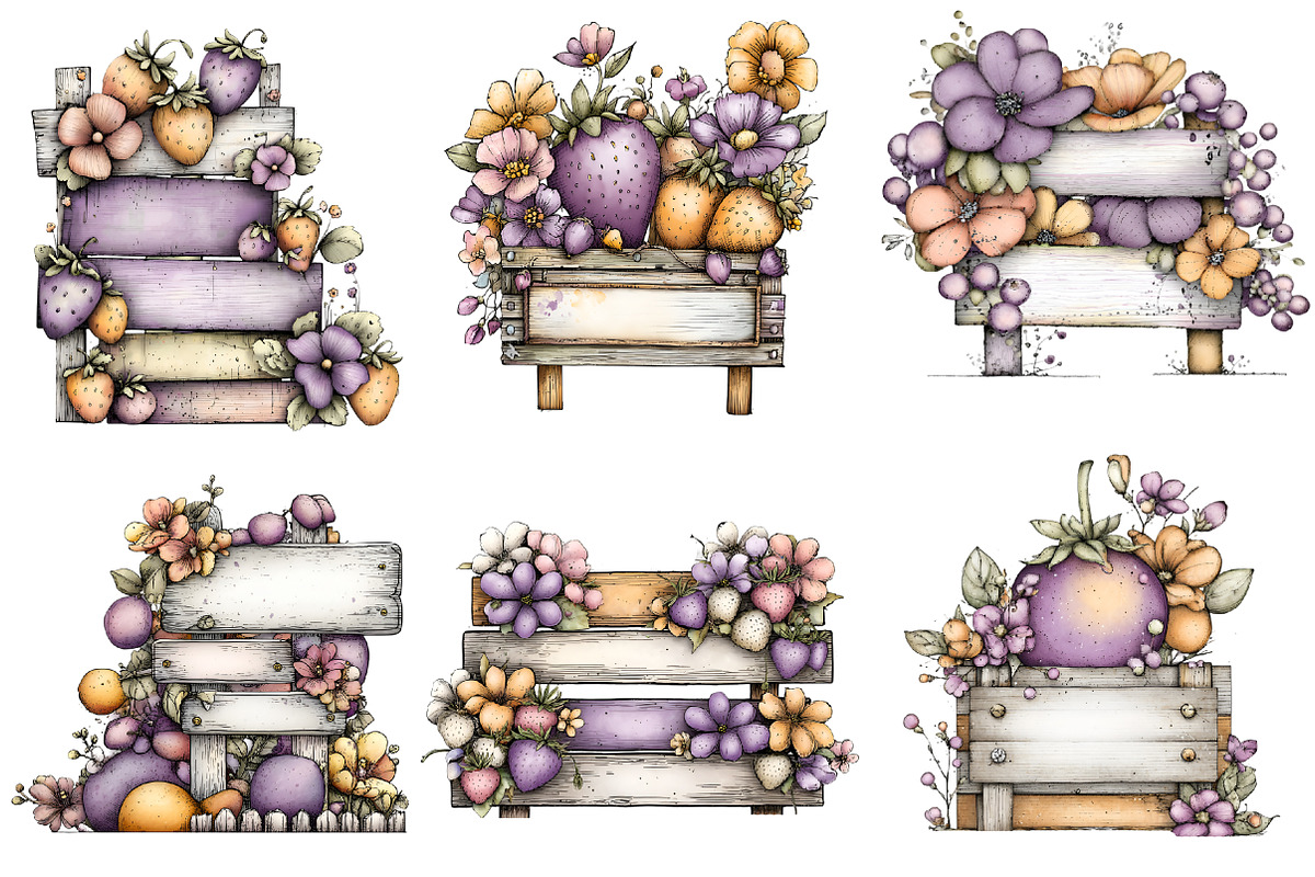Spring Summer Wooden Clipart, an Illustration by GatewayDesign (Photo 2 of 5)
