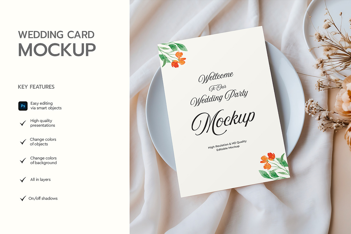 Wedding Invitation Card Mockup, a Product Mockup by graphypix (Photo 2 of 4)