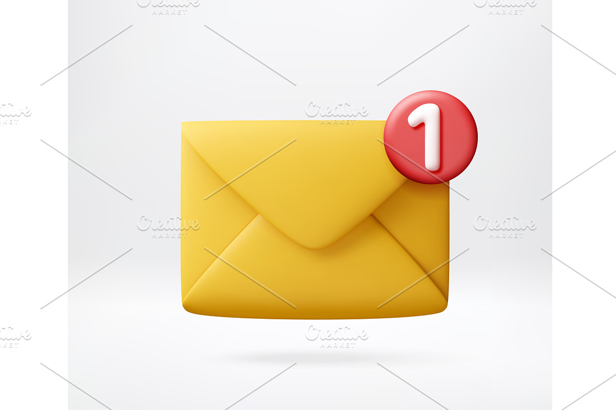 3D envelope with red notification, an Object Illustration by Abscent