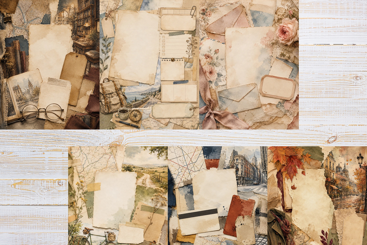 Vintage Travel Junk Journal Pages, a Background Graphic by LA Design (Photo 4 of 10)
