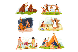 Prehistoric people. Ancient family, a Graphic by Stock-Smart-Start