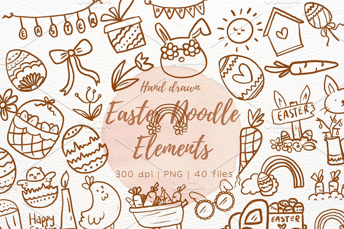 Easter Doodle Elements Hand Drawn, an Illustration by RimzStudio (Photo 1 of 10)