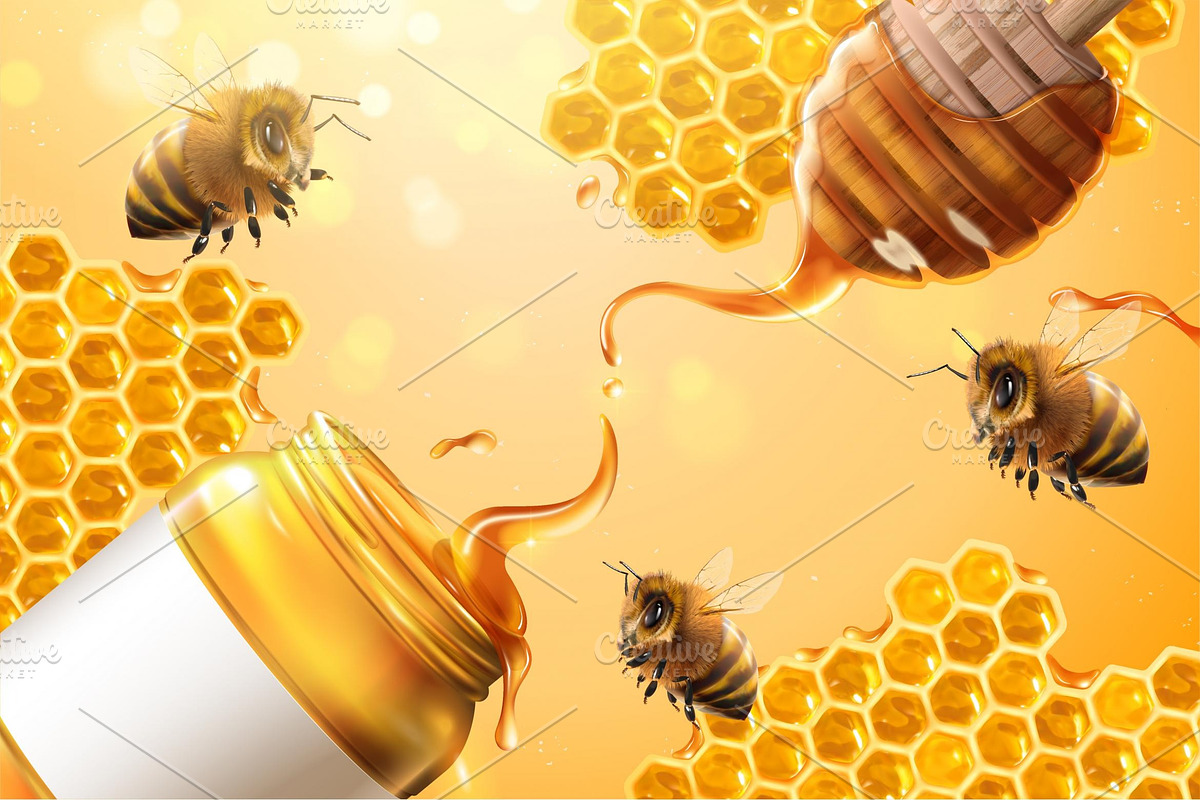 Pure honey ads, a Food Illustration by TotallypicRF