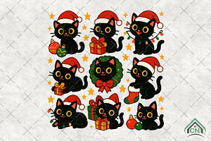 Christmas Black Cat PNG, an Illustration by Craft Nest