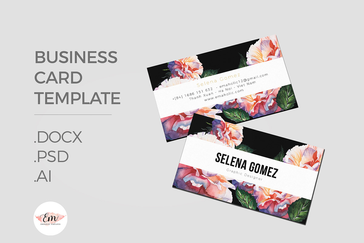 Florals Business Card Template, a Business Card Template by Emaholic Template (Photo 1 of 4)