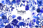 Indigo floral clipart, an Illustration by SandraGraphicDesign (Thumbnail 1 of 5)