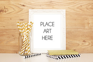 Frame Mock Up with White and Gold, a Print Template by ConfettiBears