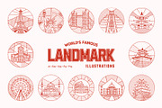 World Landmark Illustration Set, a Decorative Illustration by Brickclay (Thumbnail 1 of 12)