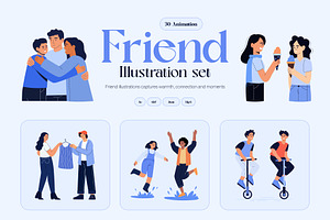 Animated Friends Illustration Set, a Person Illustration by Brickclay
