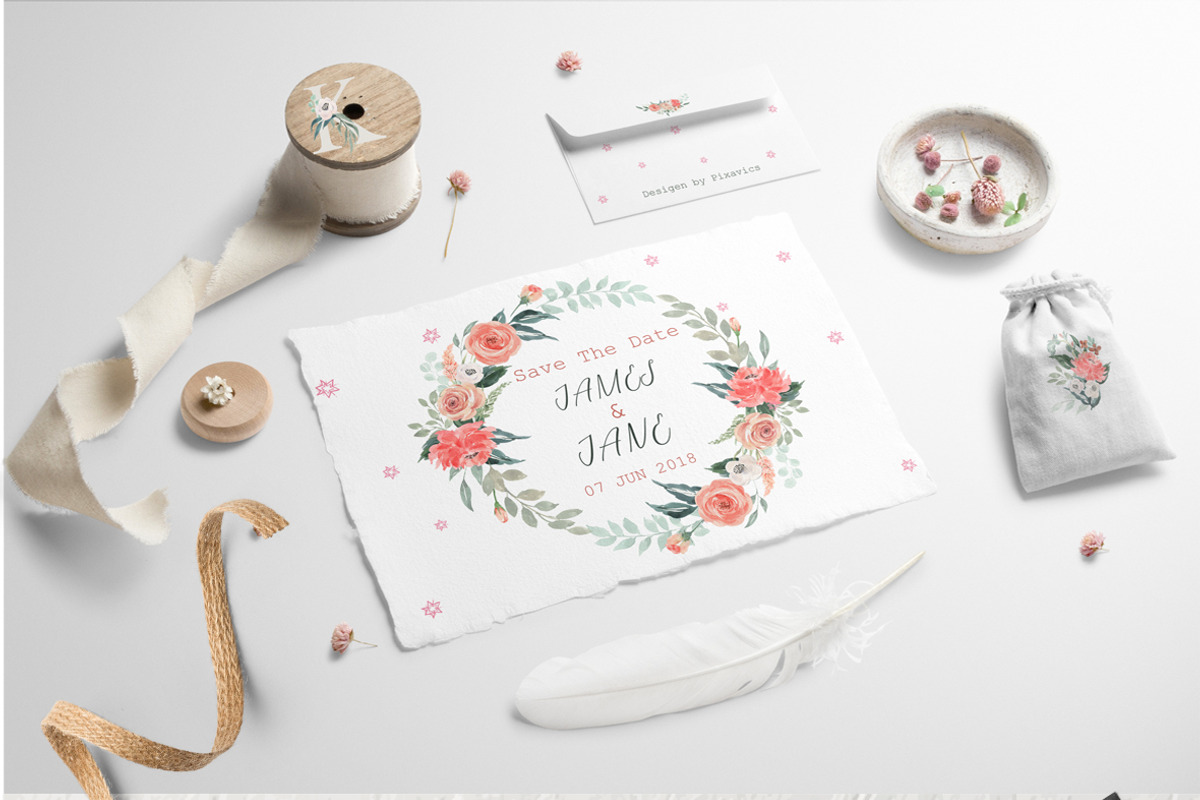 Watercolor Floral Graphics & Letters, a Texture Illustration by Pixavics (Photo 3 of 8)
