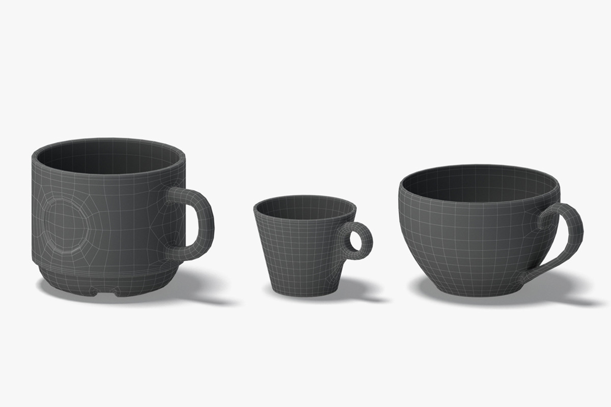 10 White Ceramic Cups 3D Model, an Object 3D Model by rebrandy (Photo 8 of 9)