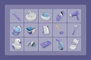 Bathroom Interior 3D Icon Set, a Work Illustration by twinstd (Thumbnail 6 of 6)