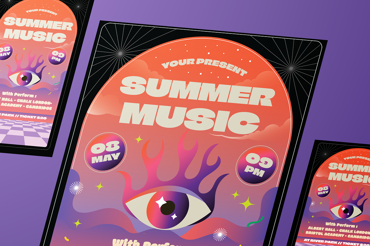 Psychedelic Music Festival Flyer, a Flyer Template by Annora Studio (Photo 4 of 6)