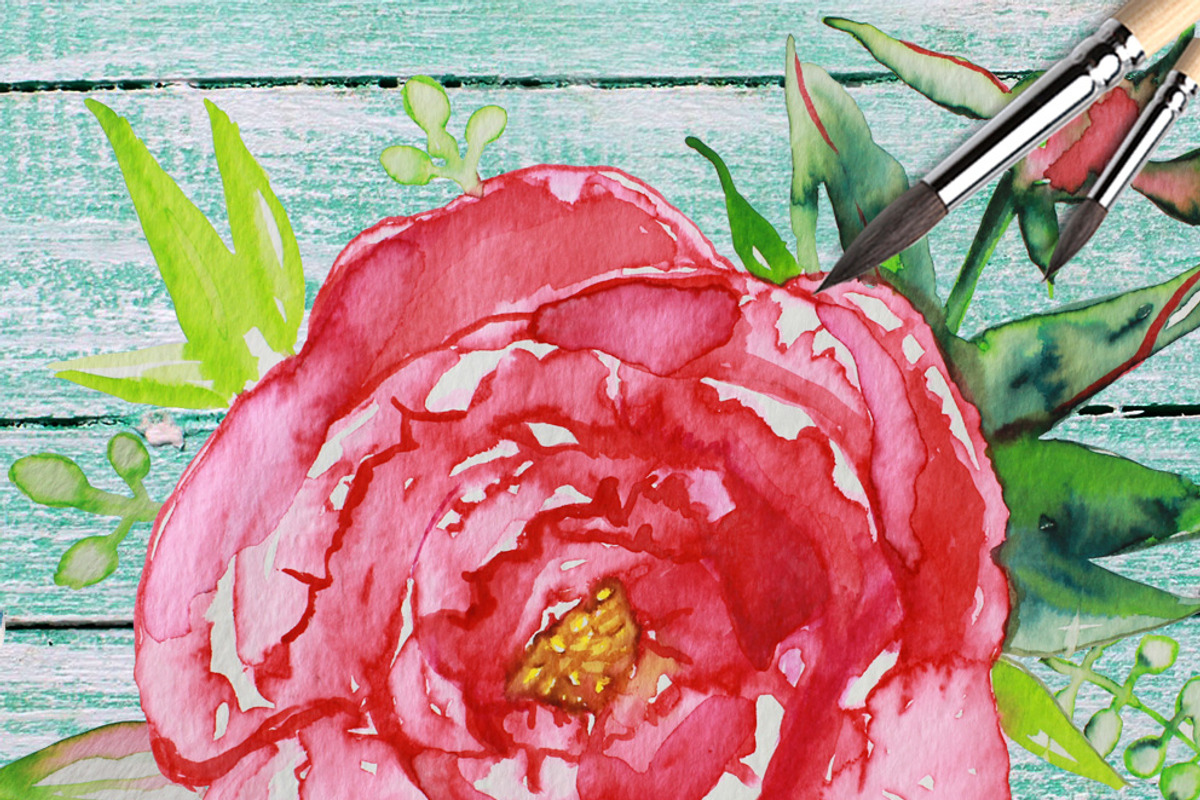 Watercolor clipart; Peony wreath, a Decorative Illustration by Download Graphic Art (Photo 4 of 8)