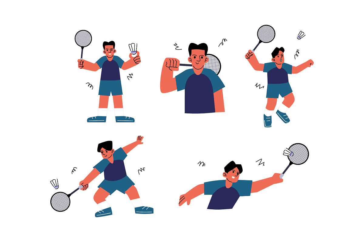 Character Badminton Man Vol 1, a Sport Illustration by SLAB! Design (Photo 2 of 3)