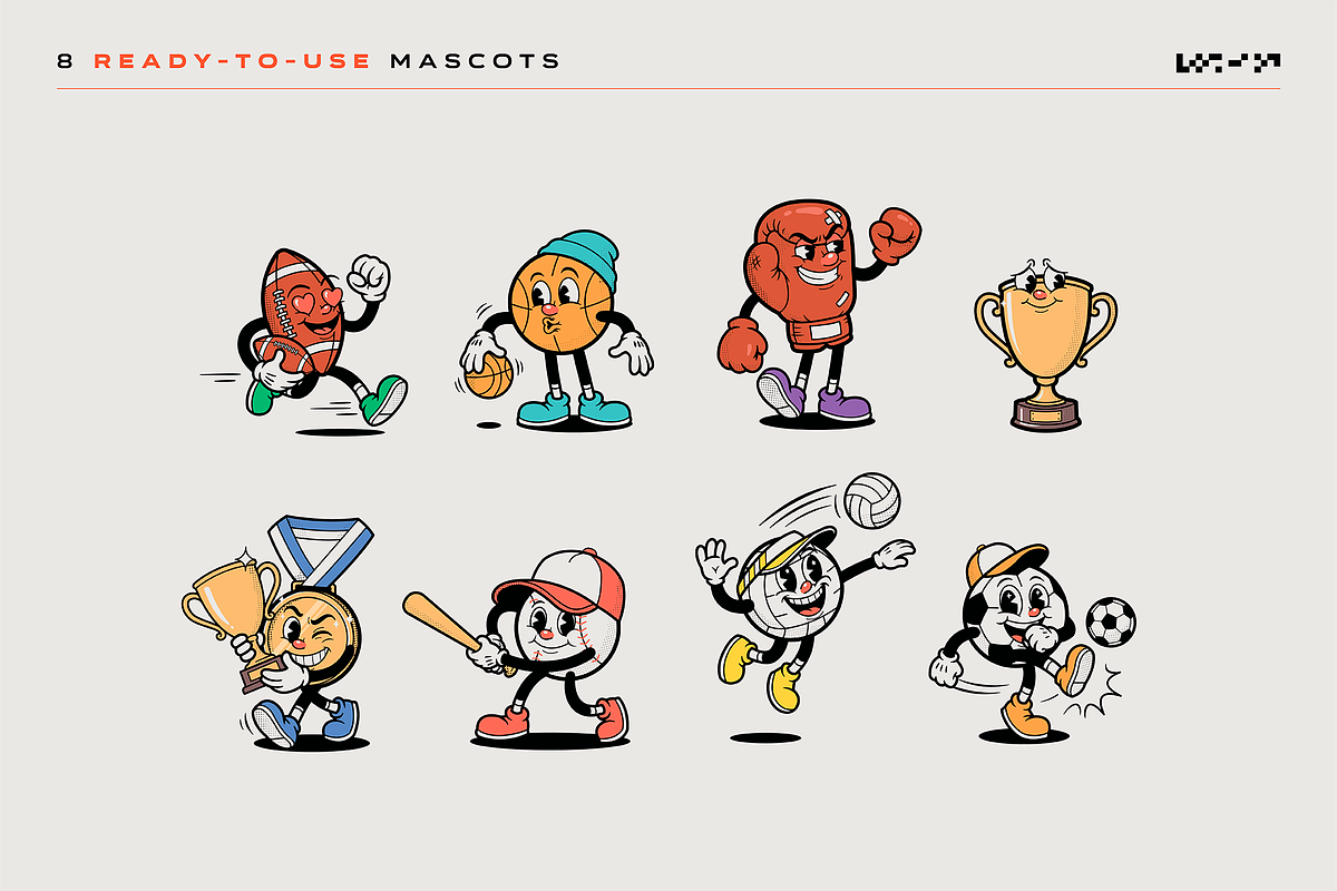 Sports Retro Mascot Creator Pack, a Sport Illustration by LEONFABRIPRO (Photo 3 of 17)