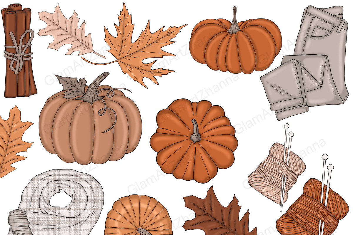 Autumn Clipart, a Seasonal Illustration by GlamArtZhanna (Photo 7 of 8)