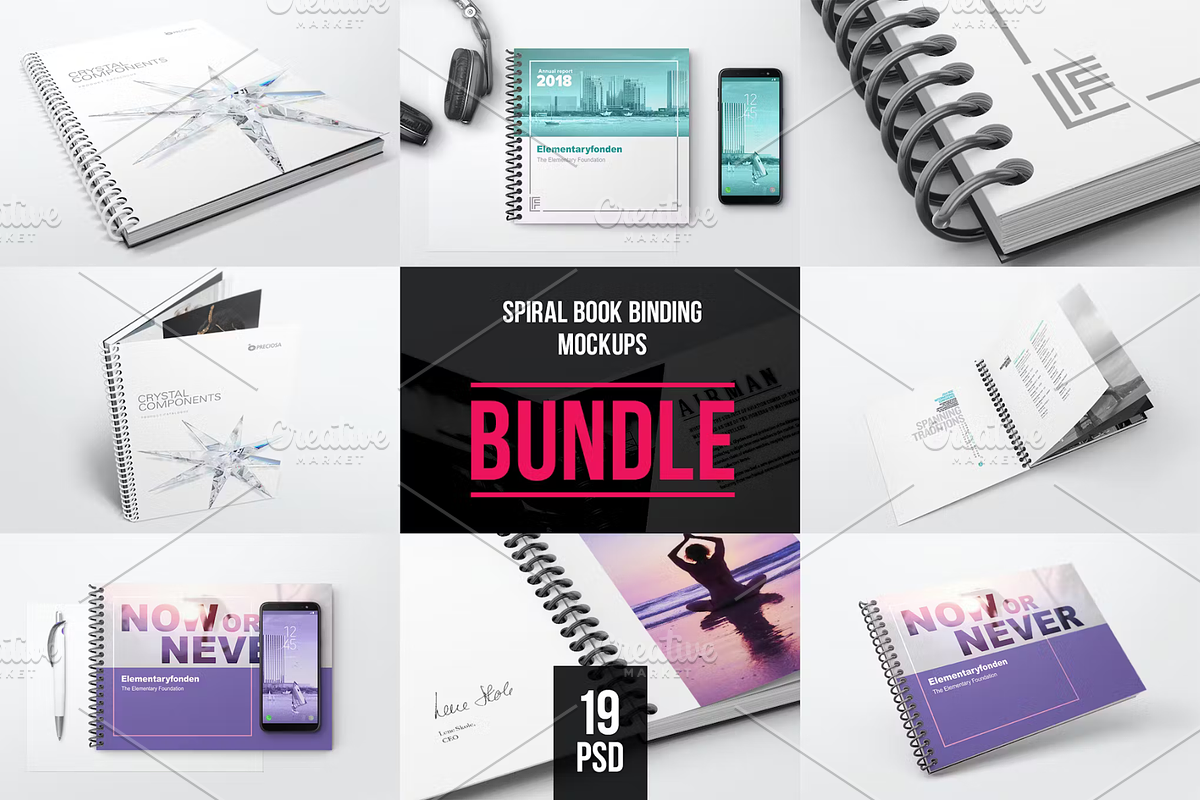Spiral Book Binding Bundle Mockups, a Books & Magazine Mockup by ThePhoton (Photo 1 of 4)