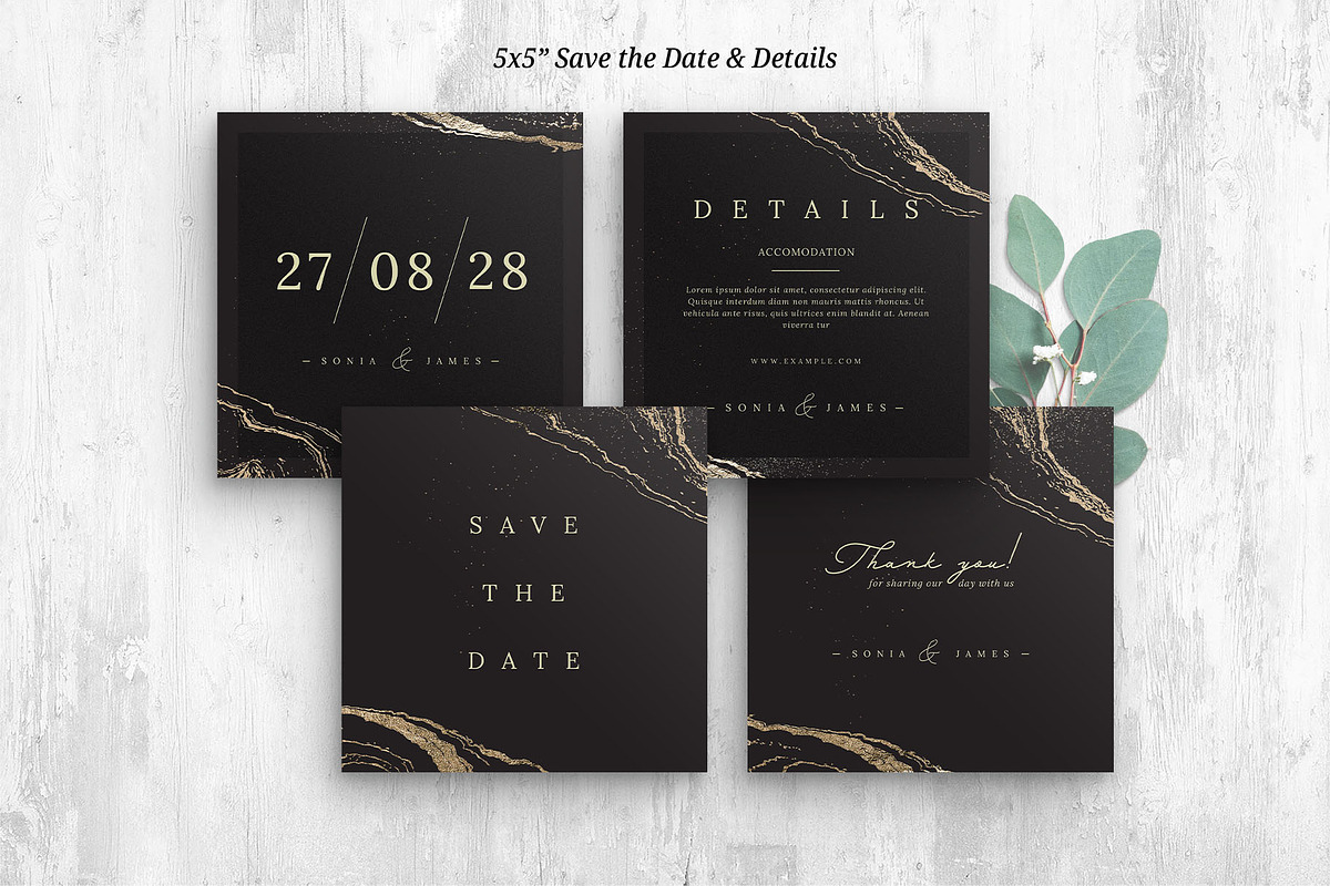 Black & Gold Wedding Templates, an Invitation Template by BrandPacks (Photo 4 of 6)