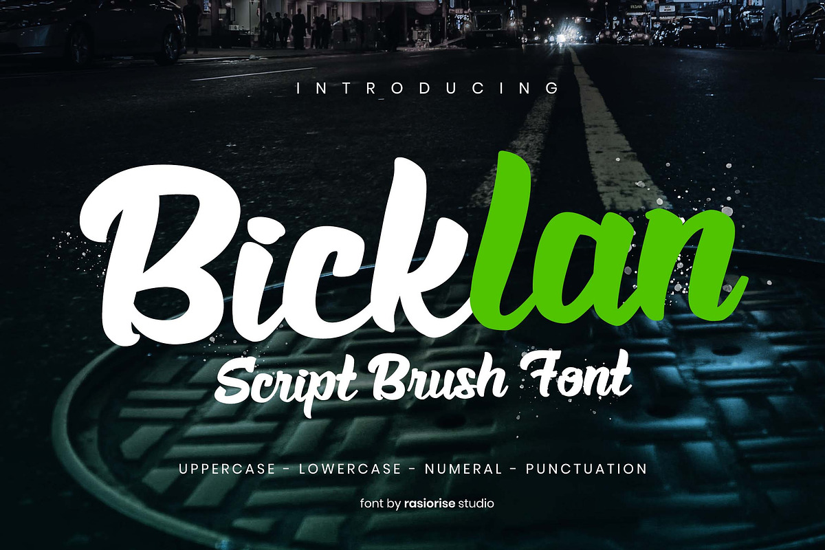 Bicklan a Script Brush Font, a Script Font by Rasiorise Studio (Photo 1 of 12)
