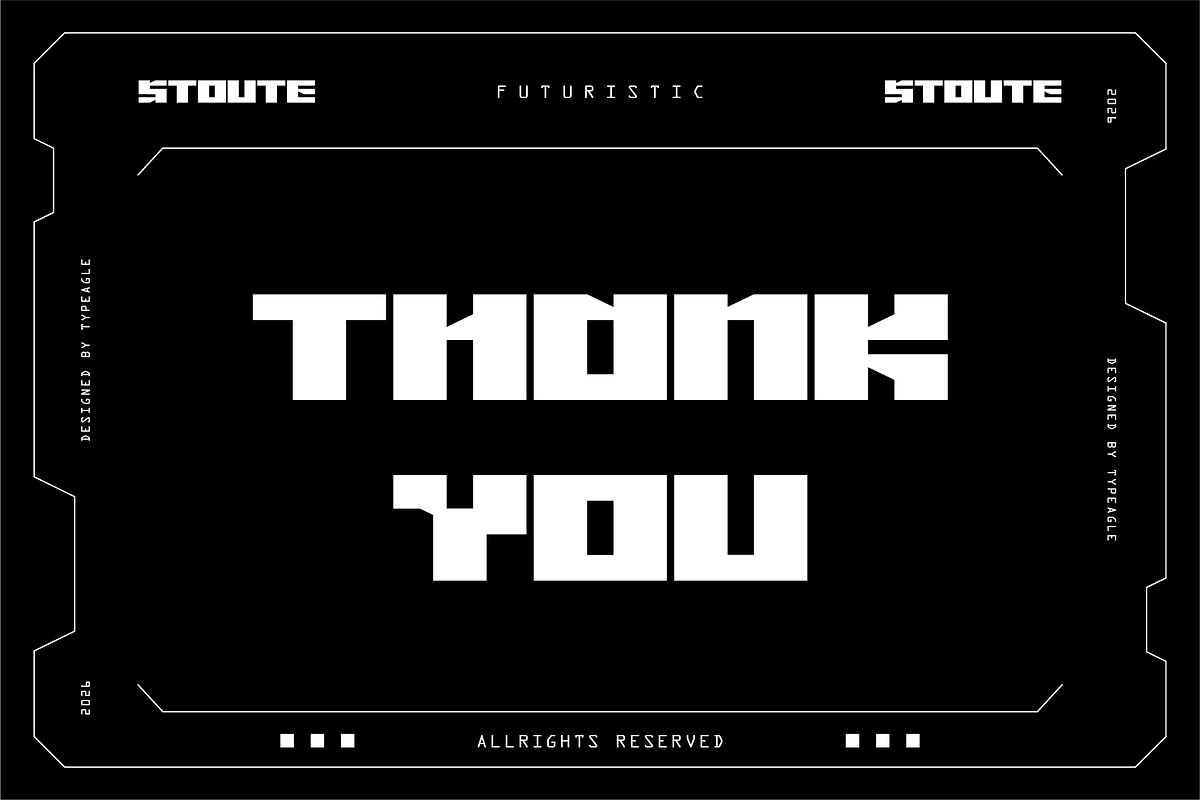 Stoute - Futuristic Display Font, a Sans Serif Font by Typeagle (Photo 9 of 9)