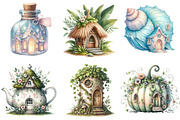 Cute Fairy Houses Clipart Bundle, an Illustration by DreamPrint404 (Thumbnail 4 of 6)