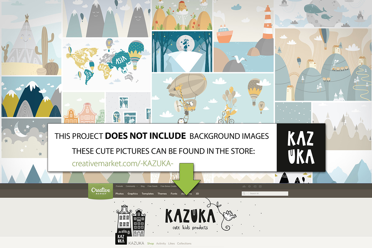 KIDS WALL & FRAMES Mockup Bundle - 4, a Product Mockup by Yuri-U (Photo 37 of 38)