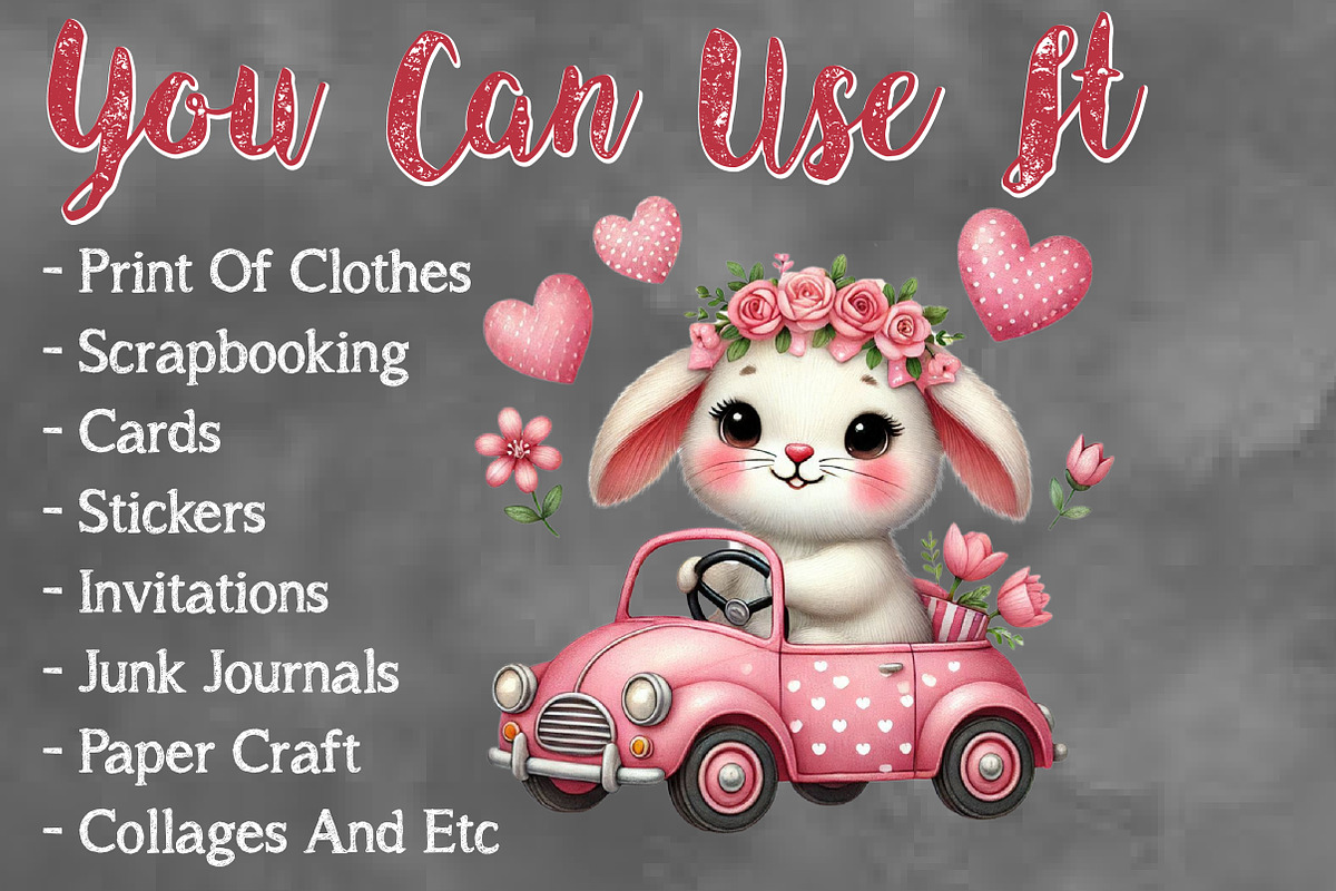 Valentine Cute Bunny Clipart Bundle, a Seasonal Illustration by Craft Nest (Photo 5 of 5)