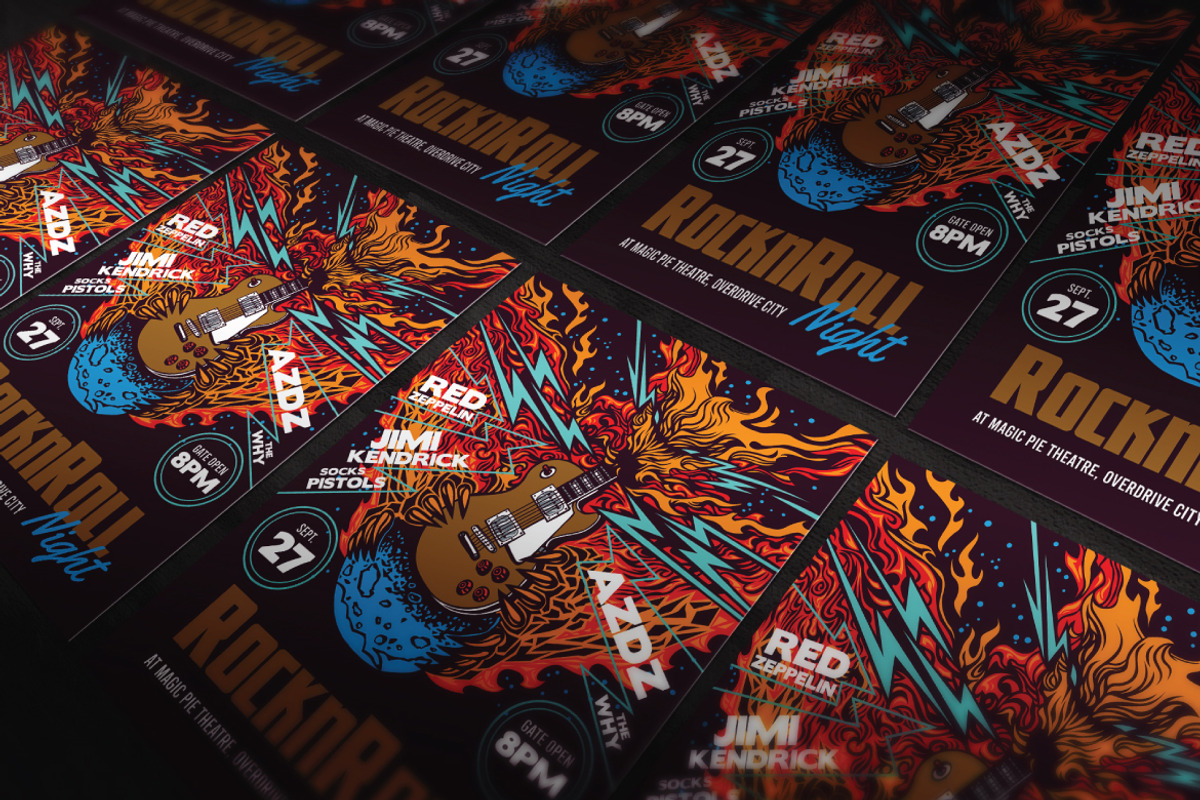 Hand Drawn Rock And Roll Night Flyer, a Flyer Template by ashenterprise (Photo 4 of 4)