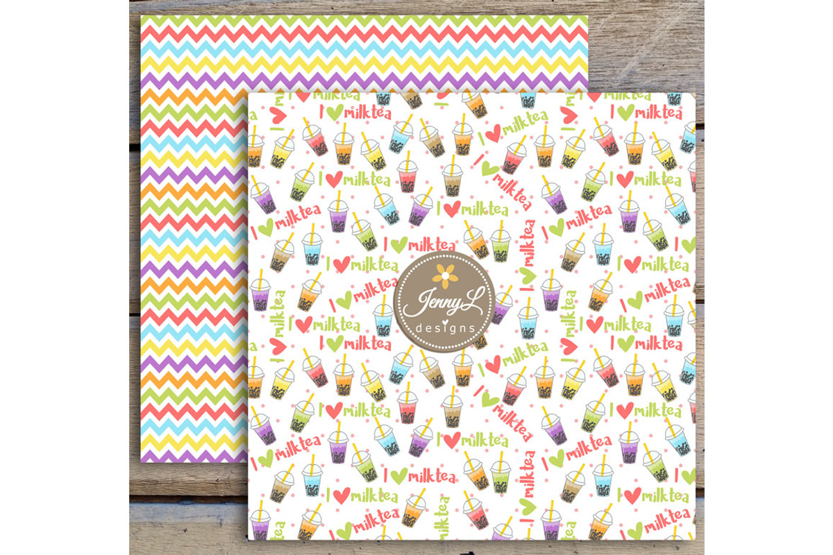 Milk Tea Digital Papers and Clipart, a Pattern Graphic by JennyL Designs (Photo 8 of 8)