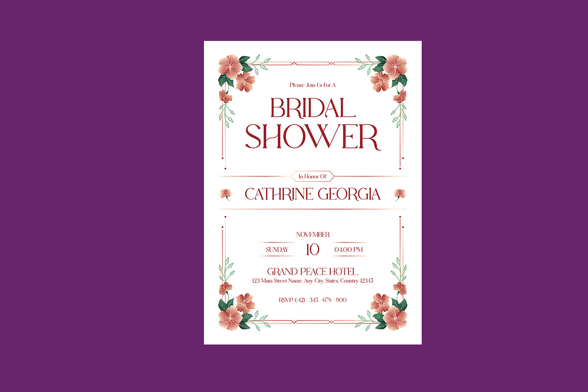 Floral Bridal Shower Invitation, an Invitation Template by Neermana (Photo 2 of 4)