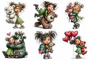 Valentine Girl & Teddy Bear Clipart, an Illustration by Daily.Designs (Thumbnail 4 of 5)