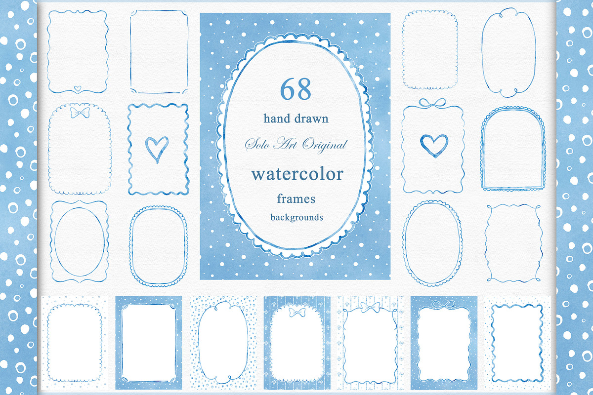 Baby Blue Watercolor Frames Set, an Object Graphic by Solo Art Original (Photo 1 of 14)