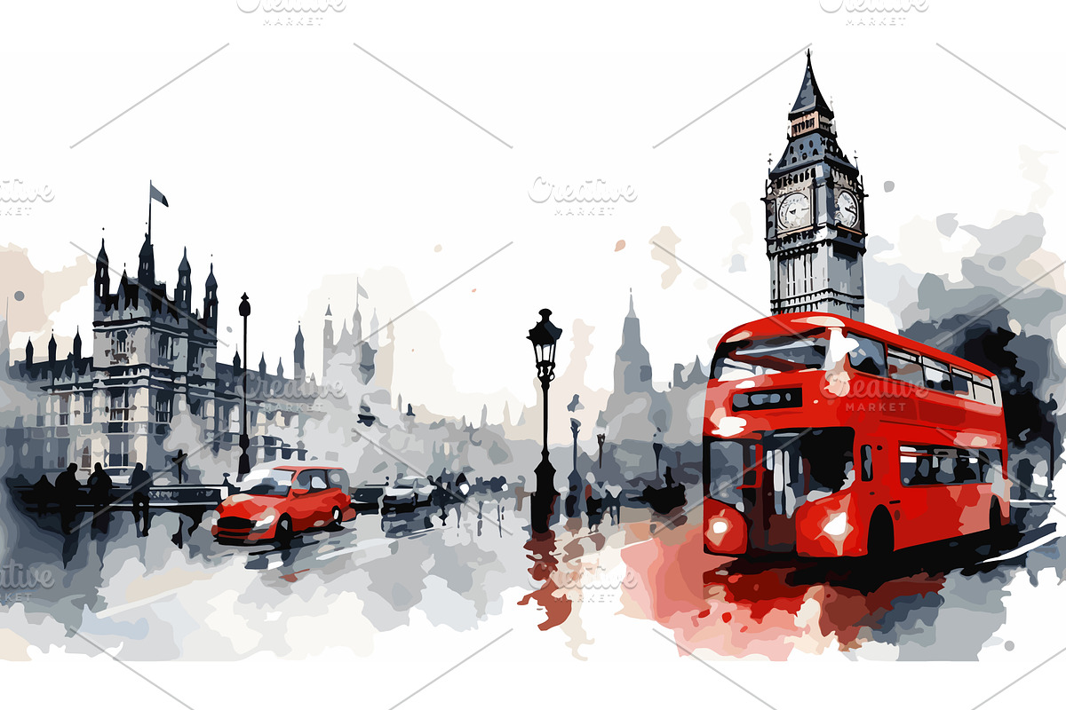 London central street drawing, an Object Illustration by LadadikArt